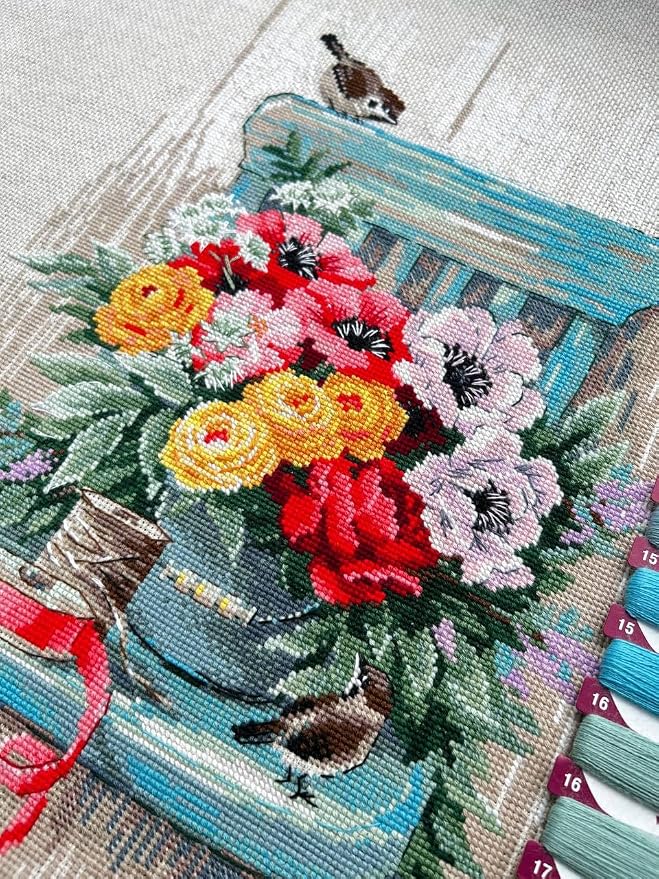 RIOLIS - Garden Flowers 2299, Floral Cross Stitch Kits 11¾"x15¾, Cross Stitch - Image 4
