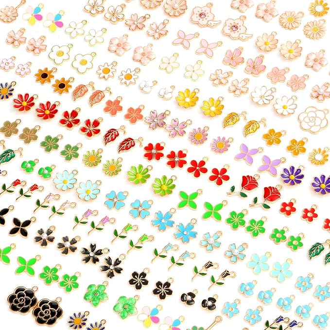 150 Pcs Flower Charms for Jewelry Making by ProfessionalDIYArtSupplier