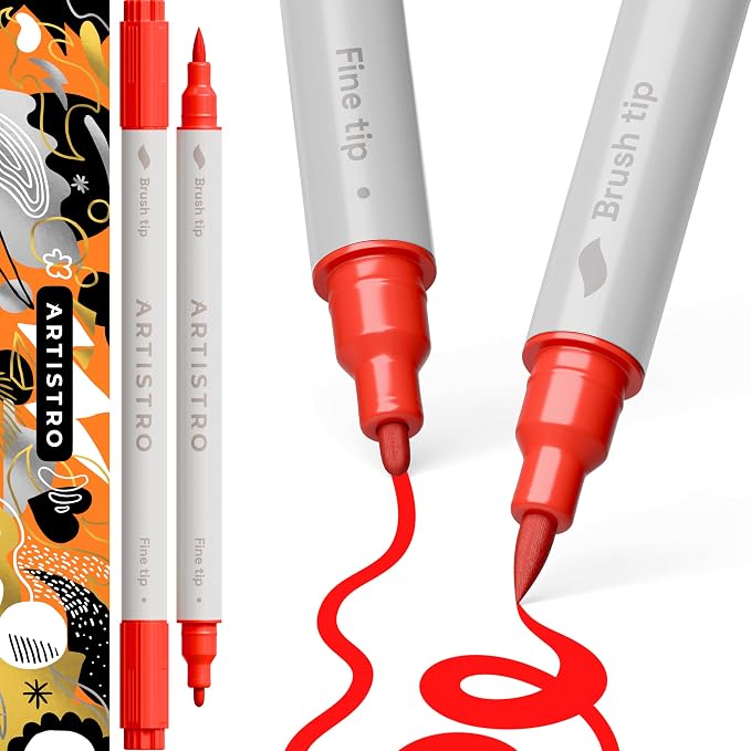 ARTISTRO 2 Red Dual-Tip Acrylic Paint Pens by ARTISTRO