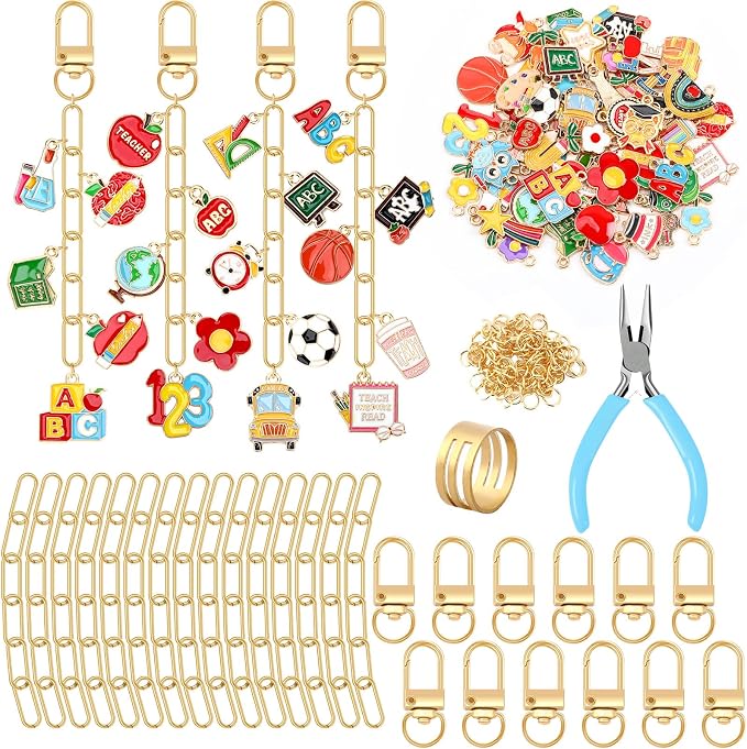 AUGSUN 189Pcs Teacher Keychain Making Kit School DIY Keychain Craft | Keychain by AUGSUN