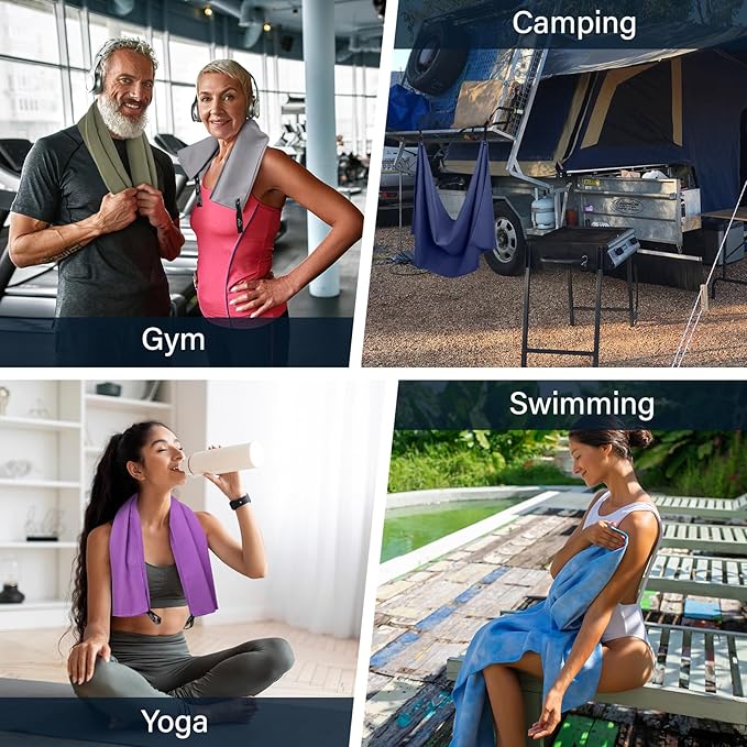 APEXUP Microfiber Travel Towel, Ultra Absorbent Quick Dry Towels, Lightweight Gym Sports Camping Towel for Workout, Yoga, Beach, Shower, Swimming (72"×40", Gray)