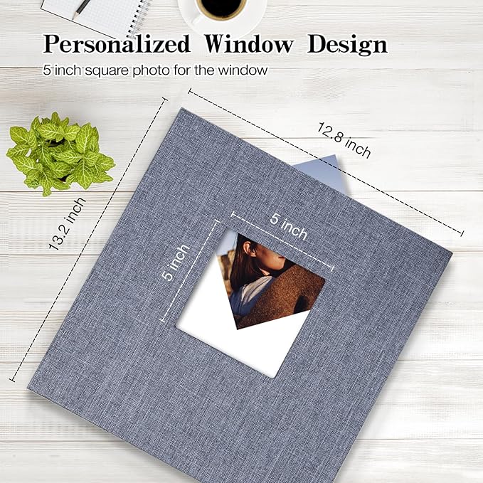 potricher 13.2x12.8 Inch Self Adhesive Photo Album Linen Cover 80 Pages Sticky - Image 2