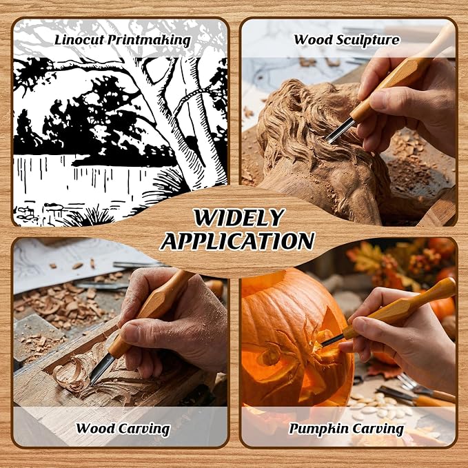 WILLBOND 5 Pcs Linocut Carving Tools Set Triangular Linoleum Various Sizes Wood - Image 4