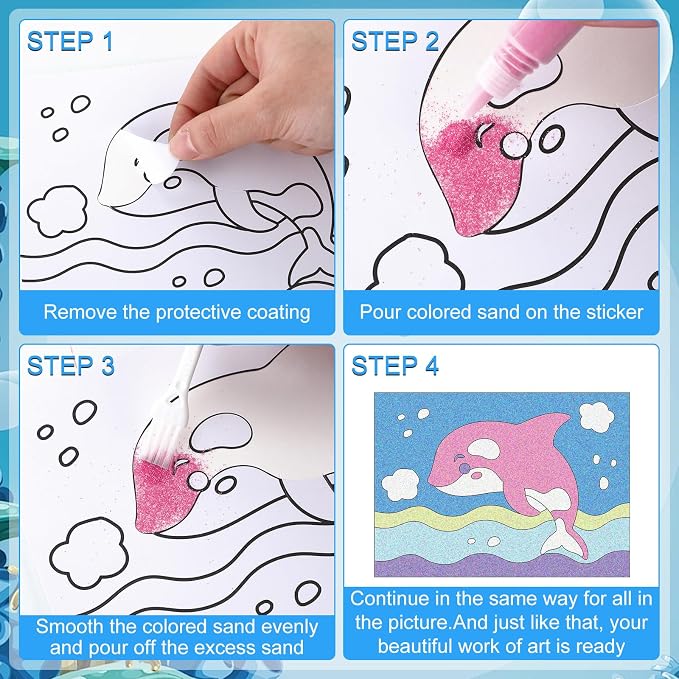 VercanMonth 30 Sets Ocean Animal Sand Art Kits - Image 3