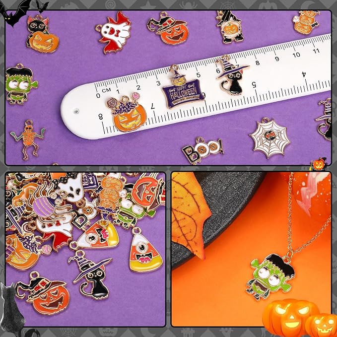 MARFOREVER 40 Pcs/20 Pairs Halloween Charms, Enamel Halloween Charms Bulk - Image 6
