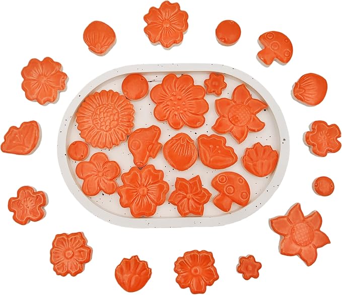 500g/1.1lb Ceramic Mosaic Tiles Mixed Shapes of Flowers, Mushrooms - Image 8