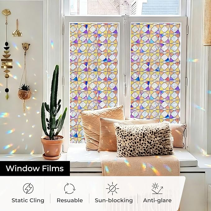ADD.HERES Window Privacy Film, Stained Glass Decorative Static Cling, Removable - Image 3