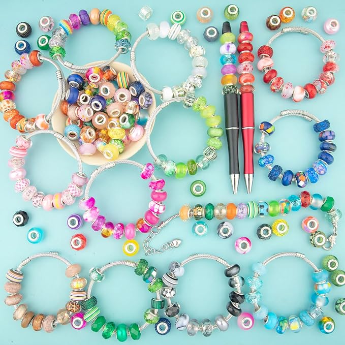 220 Pcs European Large Hole Spacer Beads, Zyehxed Assortment European Craft - Image 6