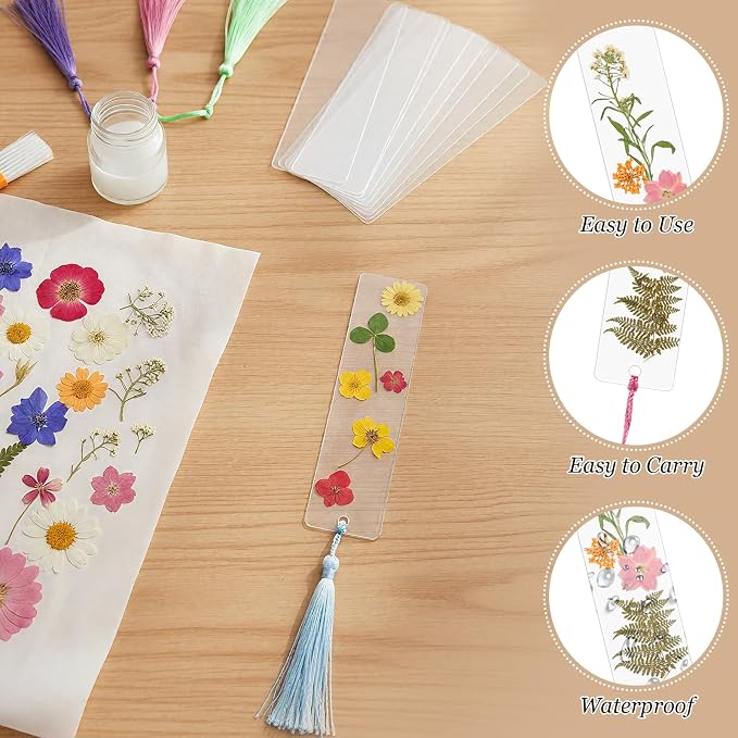 Eaasty 190 Pcs Pressed Flower Bookmark Making Kit, 24 Clear Acrylic Bookmarks - Image 4