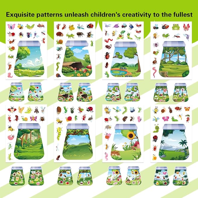 24 Sheets Insect & Bugs Jar Scene Stickers, Make Your Own Bug Jar Sticker - Image 3