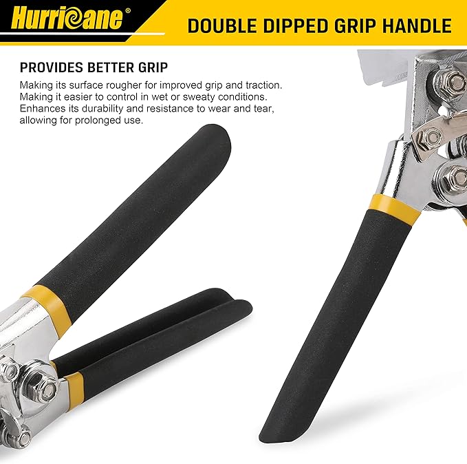 HURRICANE Sheet Metal Hand Seamer, 6 Inch Straight Jaw Sheet Bender Tools for Flattening Metal, Bending Pliers with Double Dipped Cushion Handle