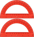 Plastic Protractor Math Protractors 180 Degrees for Geometry Classroom Student School Office Supplies, 6 Inch, Pack of 2 (Red)