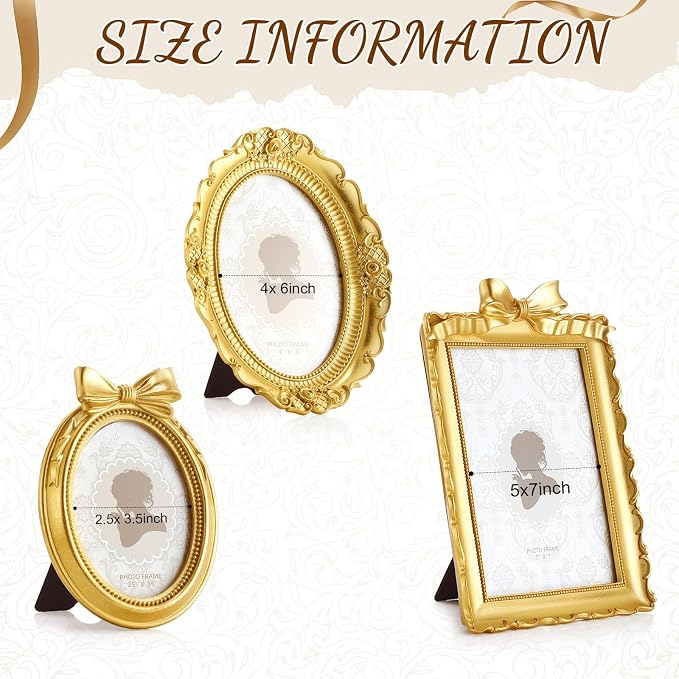 Vicenpal 3 Pcs Tiny Picture Ornate Frames 2.5 x 3.5, 4 x 6, 5 x 7 Inch Small - Image 3