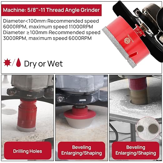 Diamond Core Drill Bit Set - 12pcs (6/6/8/20/25/35/50/75/100mm+20mm Finger Milling Bit+50mm Beveling Chamfer Bit+SDS) Diamond Hole Saw Kit for Porcelain Ceramic Tile Marble Granite