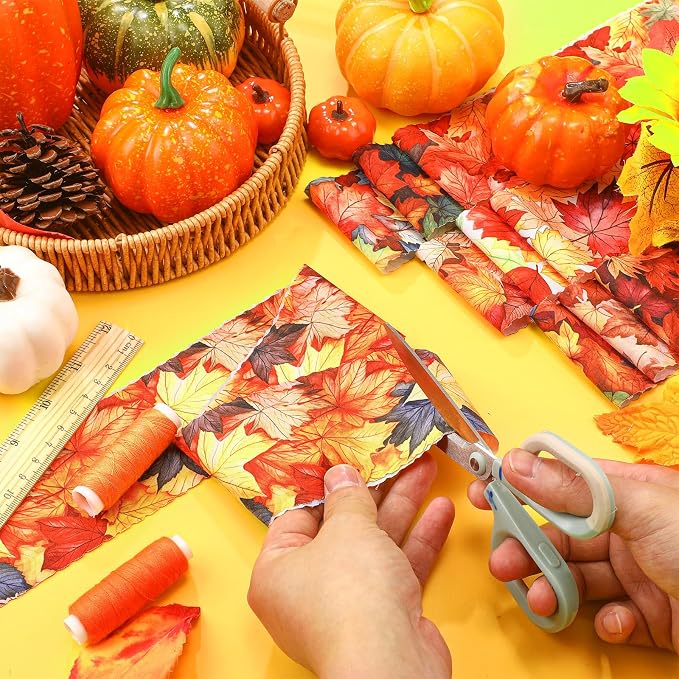 Hosuly 40 Pcs Fall Fabric Orange Maple Leaf Jelly Fabric - Image 5