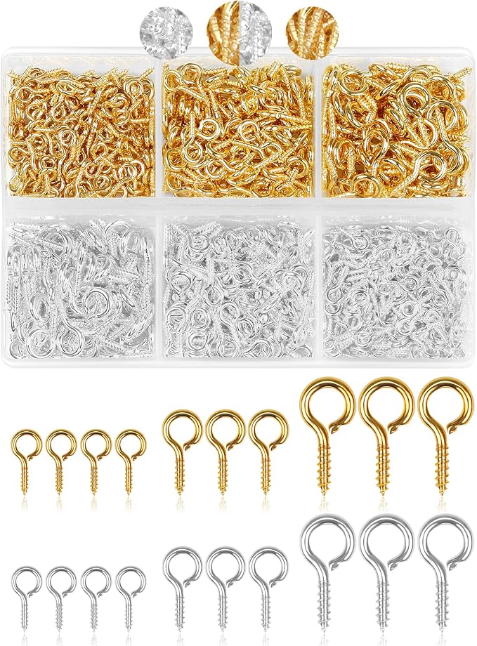 800pcs FIVEIZERO Gold & Silver Small Screw Eye Pins by FIVEIZERO