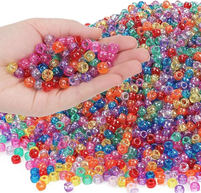 IOOLEEM 4000pcs Glitter Pony Beads, Beads by IOOLEEM