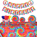 Yaomiao 171 Pcs Tie Dye Tablecloth Birthday Decorations Tie Dye Party Tableware by Yaomiao