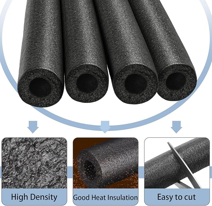 Amylove 36 Pcs 3.3 Feet Foam Pipe Insulation Foam Tube Insulating Water Pipe Pool Swim Noodles Heat Preservation Pipe Covers for Tubing Outdoor Freeze Protection (Black,3/4 Inch)