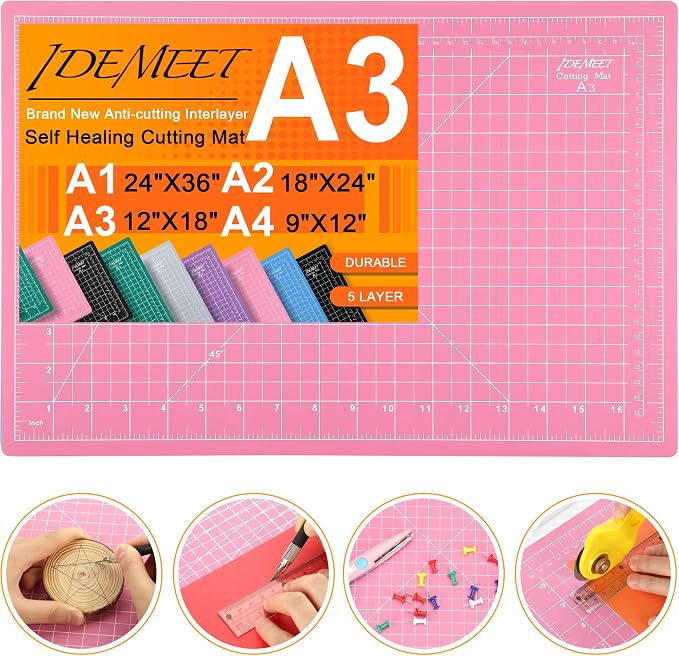 Density-upgraded 18"x12" Self Healing Cutting Mat, Idemeet Rotary Sewing Mat by IDEMEET