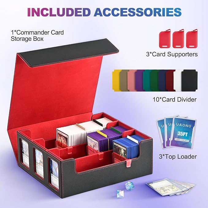 UAONO Card Storage Box for Trading Cards, 1800+ Commander Deck Box for MTG - Image 3
