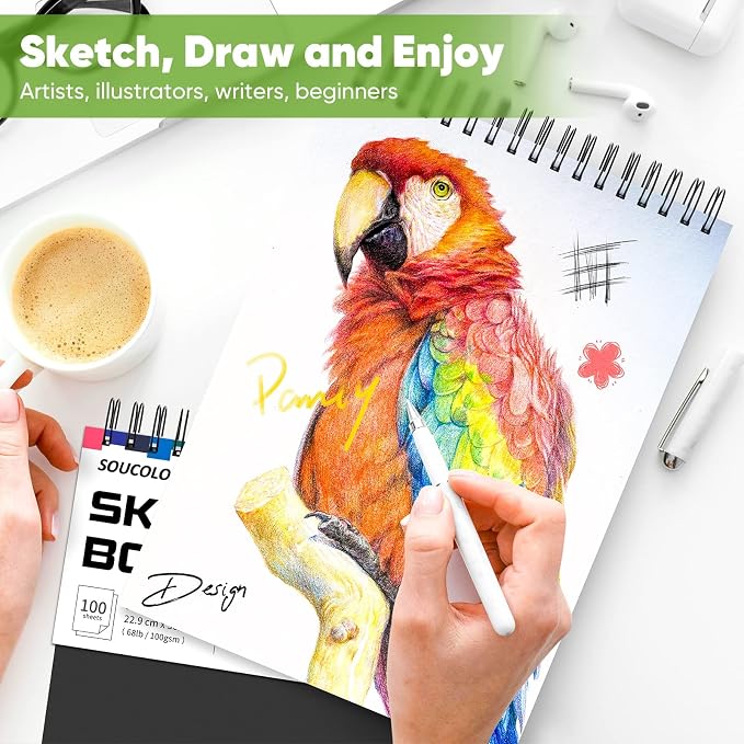 Soucolor Sketch Book, 3 Pack 9"x12" Sketchbook - Image 6
