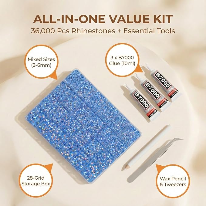 36000Pcs Light Blue Rhinestones - Image 2