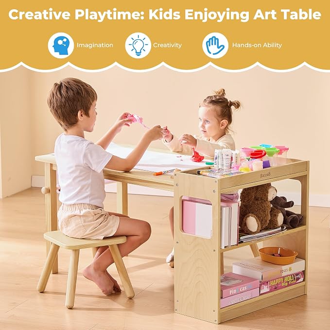 Bateso Kids Art Table and 2 Chairs Set - Image 6