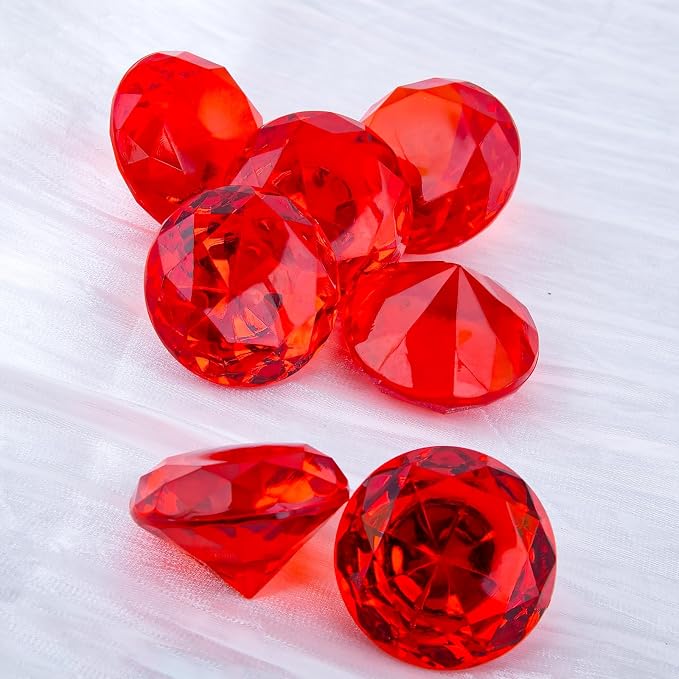 Niceup 26PCS Red Fake Diamonds Big Gem Toys, 1.5in Pool Diving Gems Acrylic - Image 5