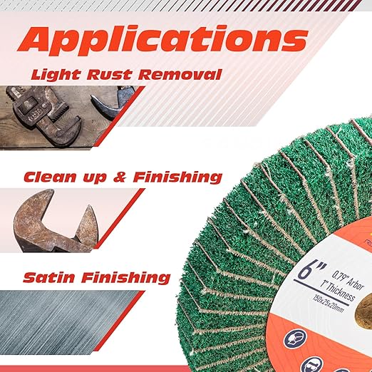 6 Inch Flap Wheel, Non-Woven Abrasive Polishing Wheel, 1 Inch Thickness, 3/4 Inch Arbor, for Bench Grinder (4 Pcs Grit240 SP)