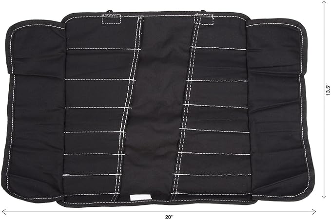 Dickies Small Wrench/Screwdriver Organizer Roll for Mechanics, 16 Tool Pockets, Durable Canvas Construction, 13.5 in. x 12.75 in. Unrolled, Black