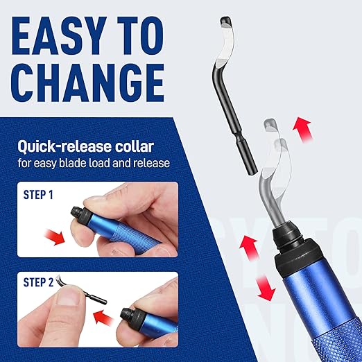WORKPRO Deburring Tool with 11 Extra High Speed Steel Swivel Blades - 360 Degree Rotary Head Deburring Tool for Metal, Resin, Aluminum, Copper, Plastic, 3D Printing, Wood