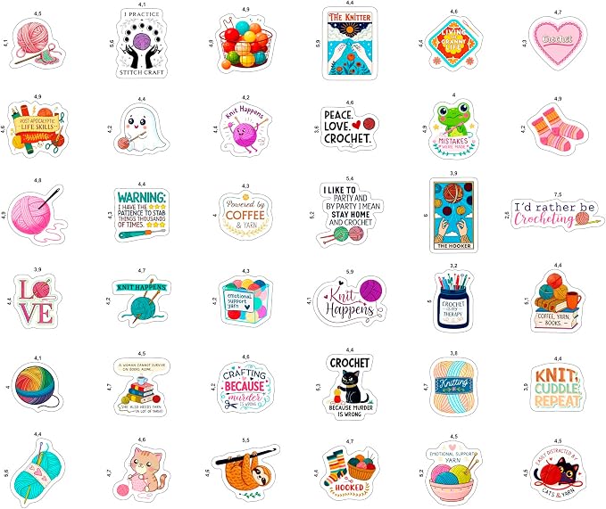 100Pcs Crochet Stickers for Water Bottle, Laptop - Image 3
