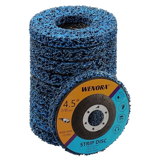 10 Pack 4-1/2" x 7/8" Strip Discs Stripping Wheel, 4.5 inch Rust Remover Discs for Angle Grinder,Clean and Remove Paint Coating Rust Welds Oxidation(Blue)