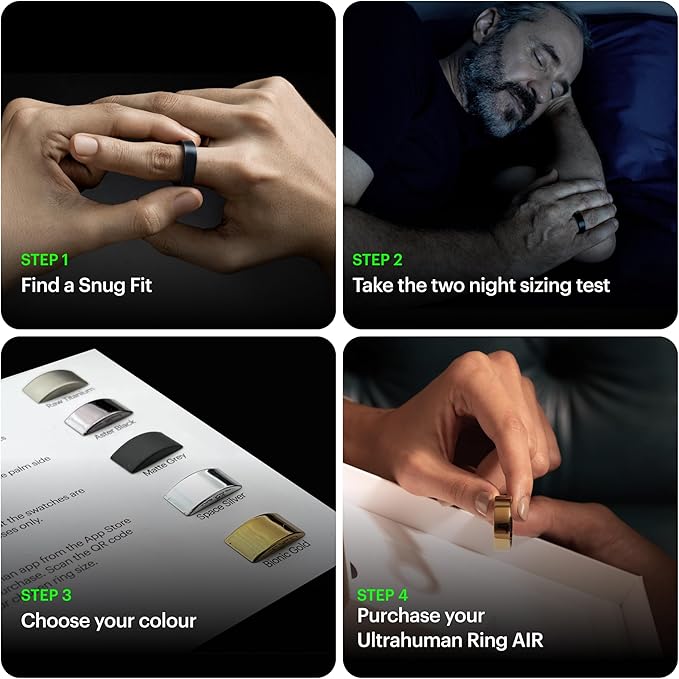 ULTRAHUMAN AIR-Smart Ring Health Tracker, Sleep & Fitness Tracker, Smart Ring for Men/Women, Size First Sizing Kit