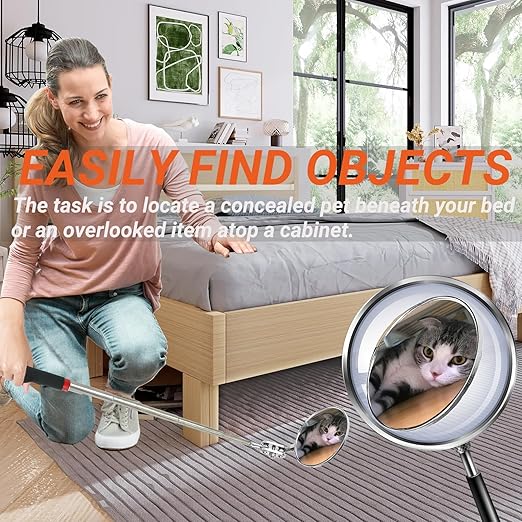 Mens Valentines Day Gifts - Telescoping Inspection Mirror, Round Mirror Tool, Birthday Gifts for Men, Mens Gifts for Dad, Him, Husband, Boyfriend, Handyman
