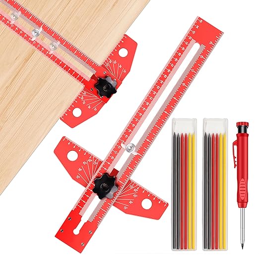 Woodworking Scriber Marking Line Ruler，Adjustable Aluminum Alloy Sliding T-Square Ruler，Precision Line Drawing with Angle Adjustment, Tool for Engineering, Architecture ，Design Drawing