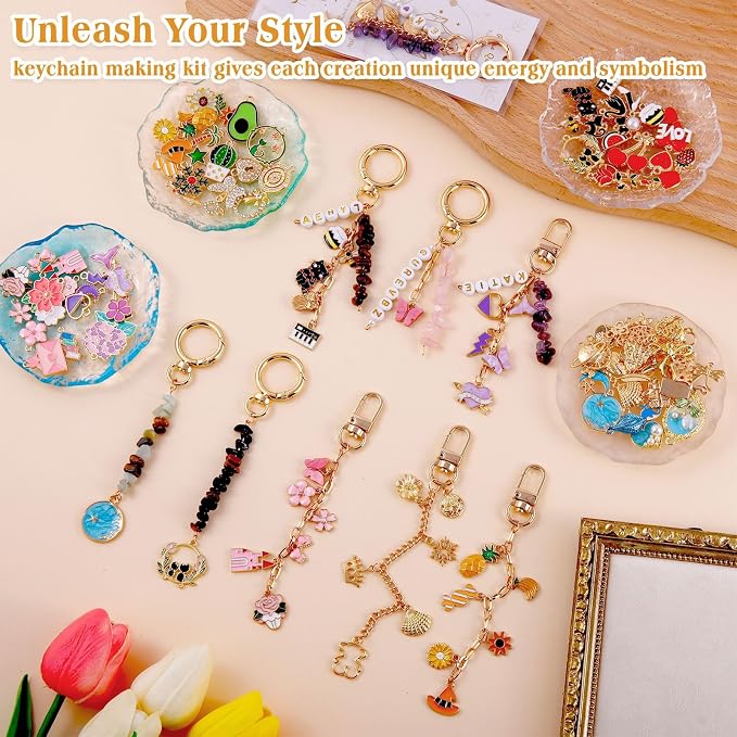 TOHONGADON 674 Pcs Lip Gloss Charms, Keychain Making Kit, Bag Charm Kit - Image 5