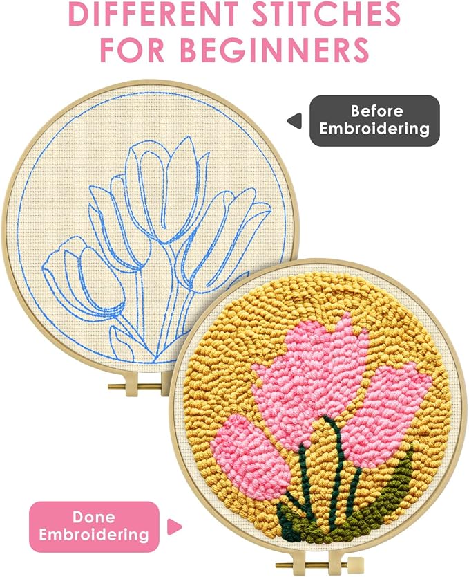 TINDTOP Punch Needle Embroidery Kits, Tulip Punch Needle Kits - Image 2