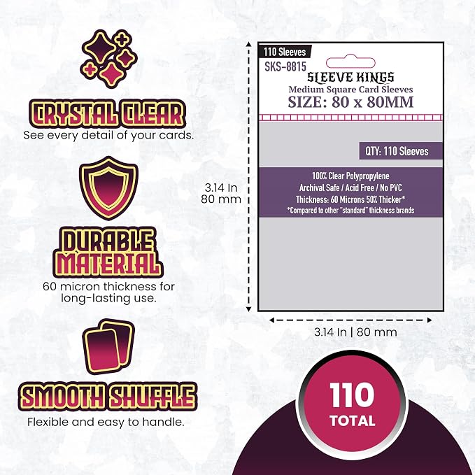 Sleeve Kings Standard Card Sleeves – 110 Count, Large Square Size, Compatible - Image 4