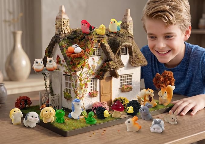 SparkleFab 30 Pcs Tiny Resin Animals to Hide Mini Forest Animals Figurines - Image 2
