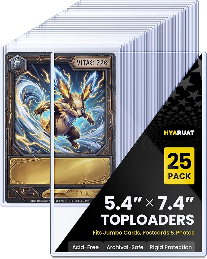 5.4" x 7.5" Jumbo Card Sleeves, Hard Plastic Holders 25 Pack, 39PT | Toploaders by HYARUAT