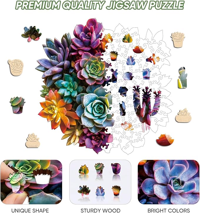 Bodhipnjoy 500 Pieces Puzzles for Adults, Succulent 5MM Thick Jigsaw Puzzle - Image 3