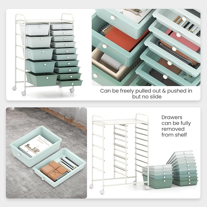 BECOMFORT 15-Drawer Rolling Cart - Image 6