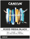 Canson Graduate Black Mixed Media Pad, 9x12 inches, 12 Sheets by Unknown