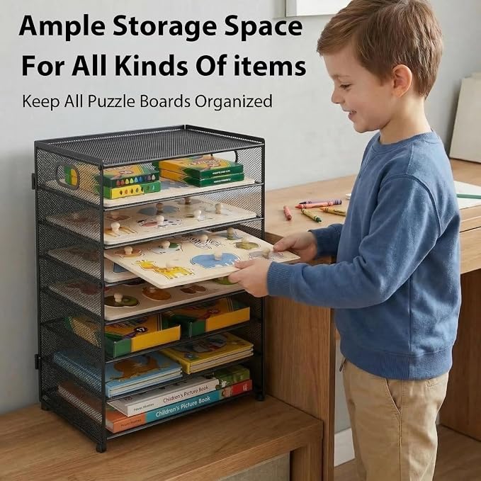 8-Tier Puzzle Organizer Rack, Wooden Puzzle Storage Holder - Image 6