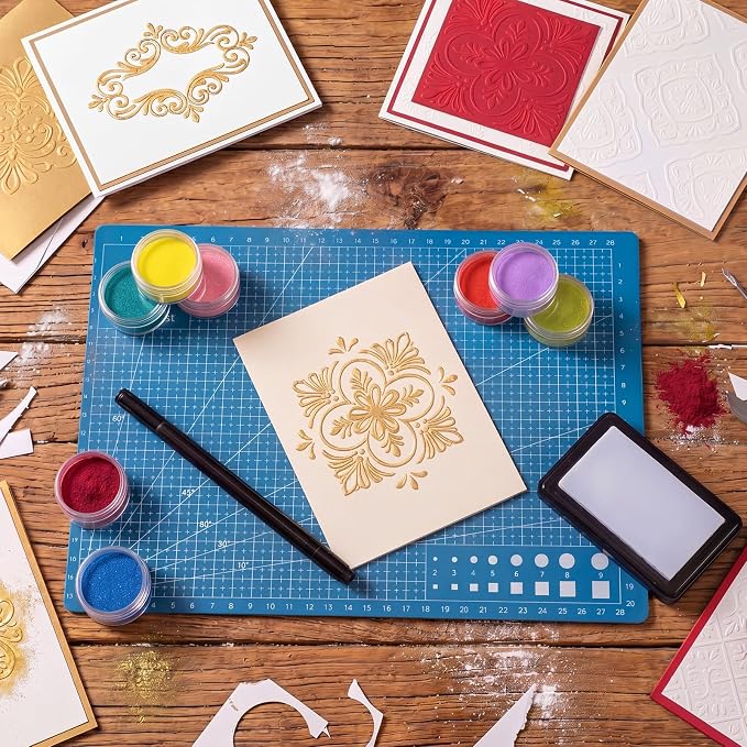 Lanties Embossing Kit with Heat Tool Bundle, 8 x 10ml Embossing Powders - Image 6
