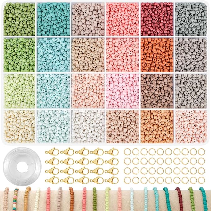 TEXGIZRLY 3mm Seed Beads for Jewelry Making Bracelet Making Kit Adults | 24 by TEXGIZRLY
