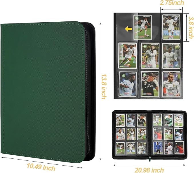 360 Cards Ringless 9-Pocket Side Loading Trading Card Binder, PU Zipper Fixed - Image 2
