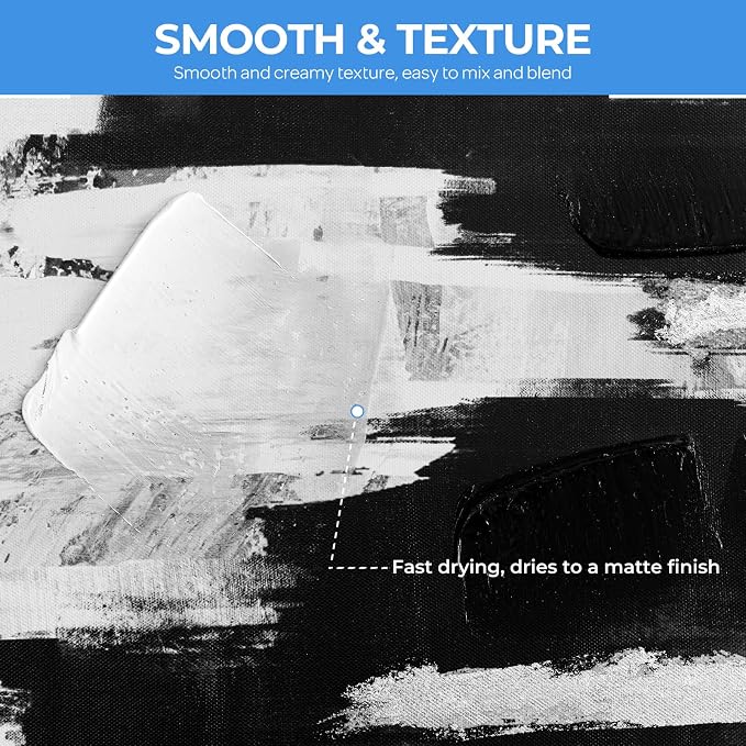 Nicpro White & Black Large Acrylic Paint, Rich Pigments, Non Toxic Craft Paint - Image 4